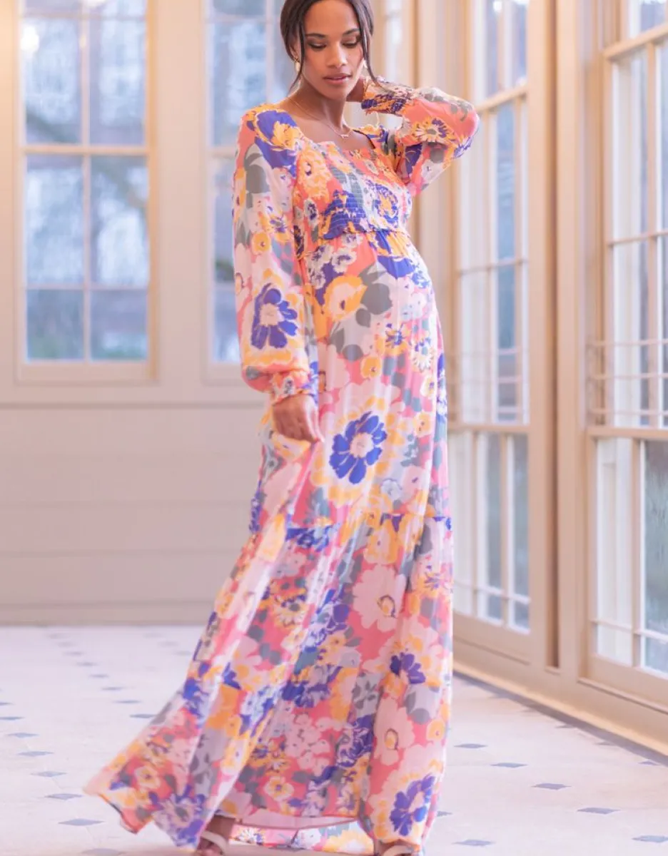 Outlet Boho Vintage Bloemen Maxi Zwangerschaps- En Voedingsjurk Vrouw Jurken