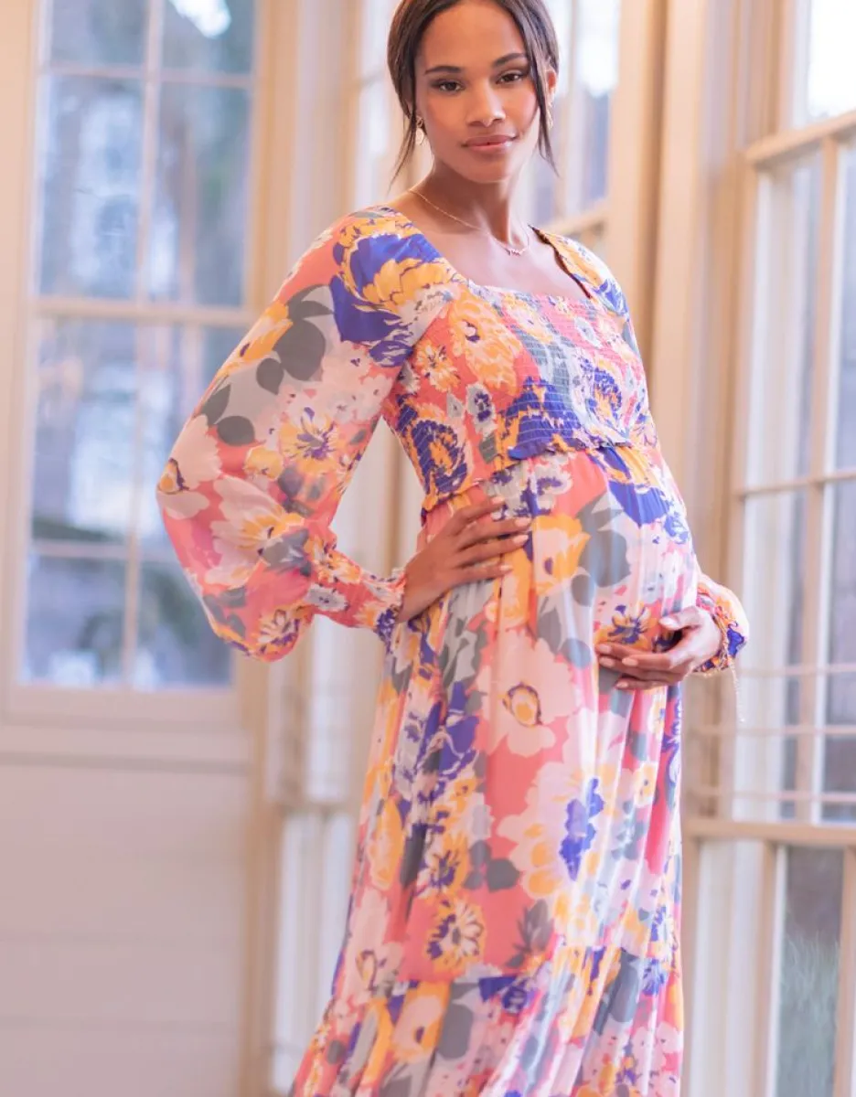 Outlet Boho Vintage Bloemen Maxi Zwangerschaps- En Voedingsjurk Vrouw Jurken