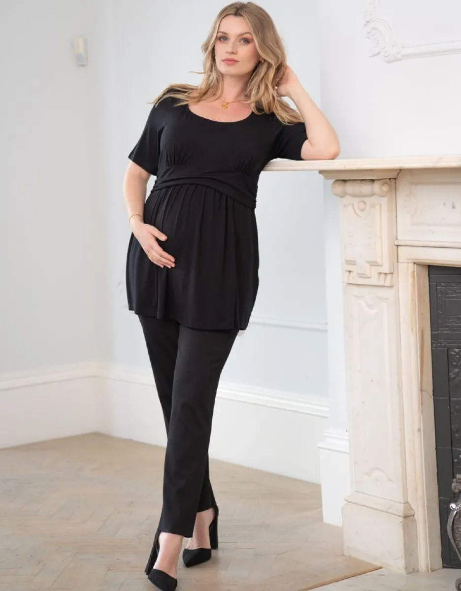 Clearance Curve Zwarte Tricot Zwangerschaps- En Borstvoedingstuniek Vrouw Topjes