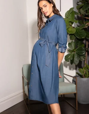 Cheap Katoenen Hemdjurk Voor Zwangerschap In Denim Vrouw Jurken