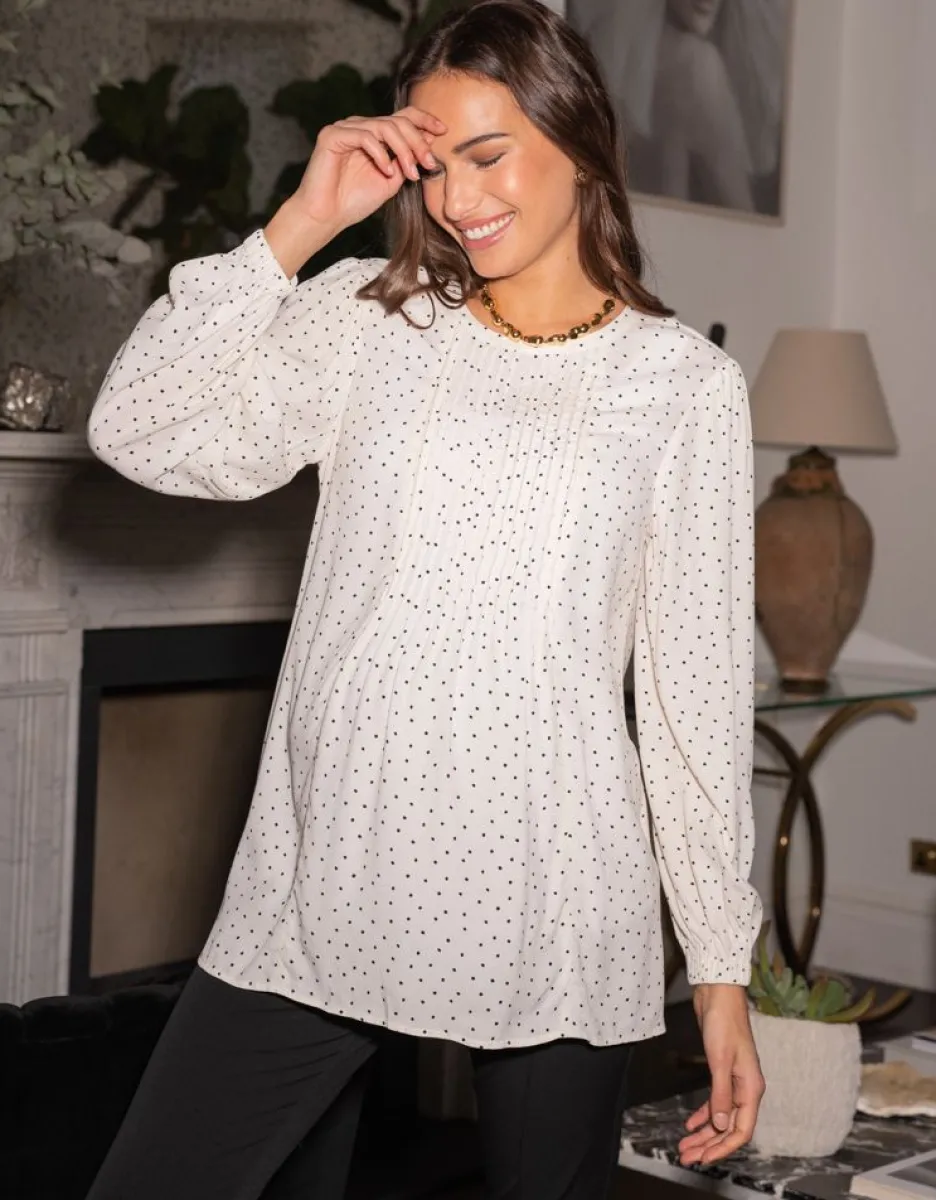 Clearance Zwangerschaps- En Borstvoedingsblouse Met Polkadotstippen Vrouw Topjes