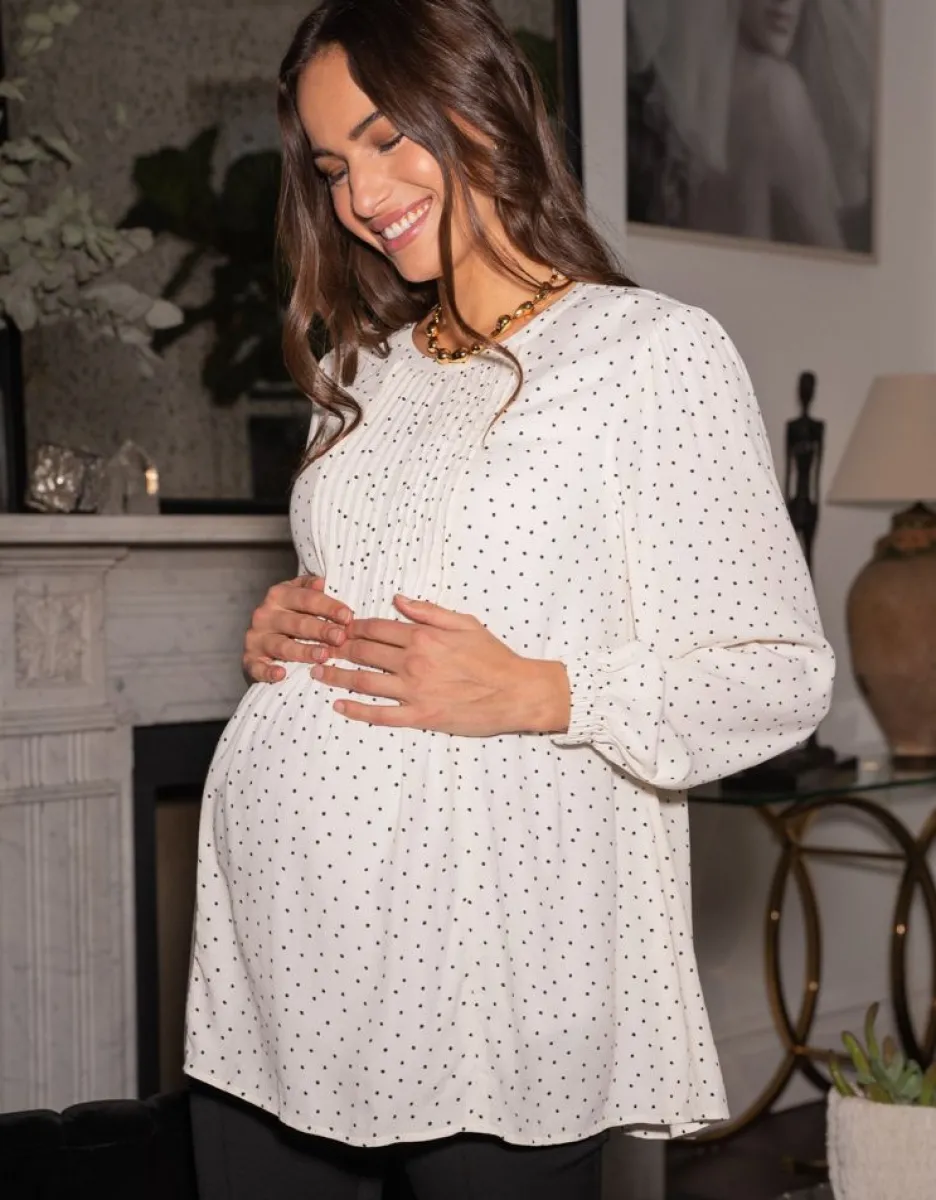 Clearance Zwangerschaps- En Borstvoedingsblouse Met Polkadotstippen Vrouw Topjes