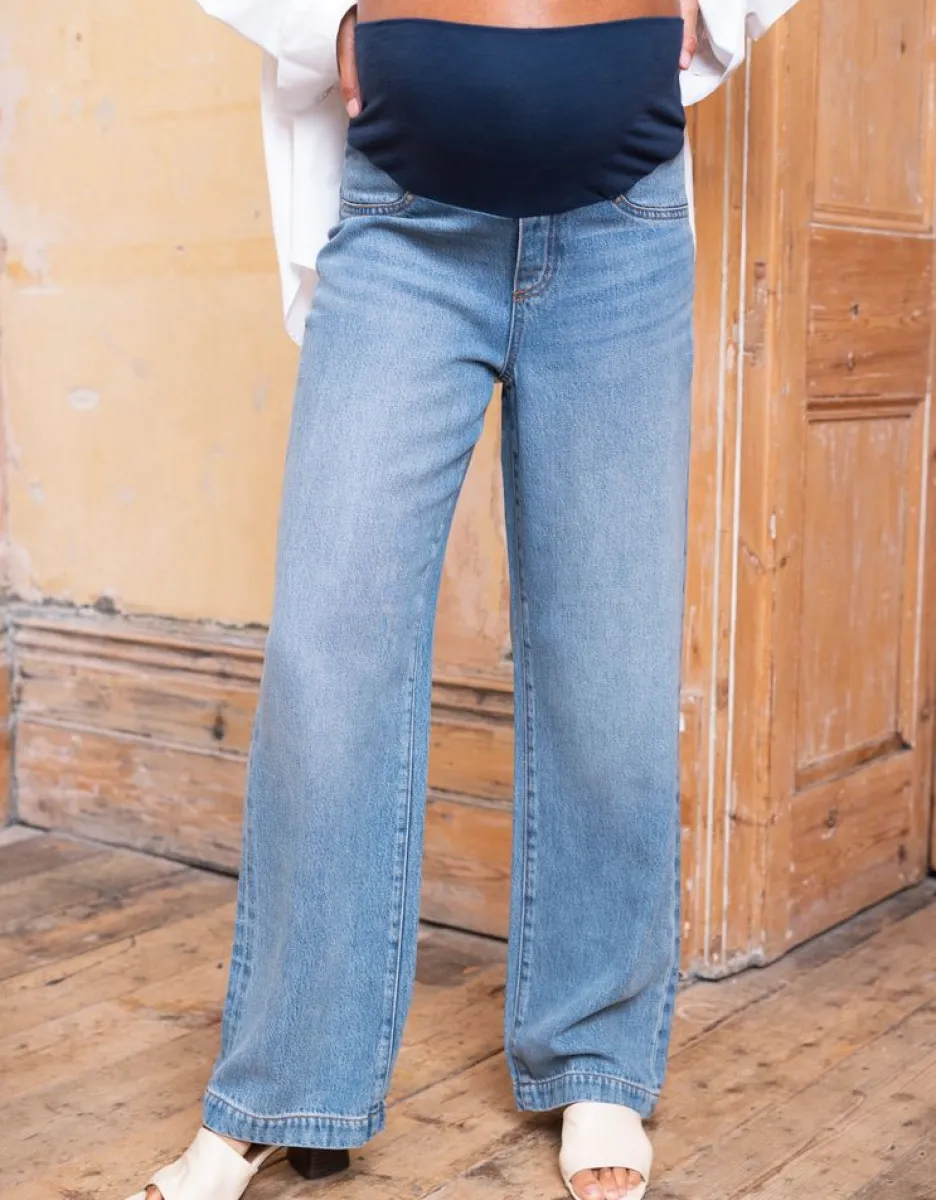 Cheap Zwangerschapsjeans Met Wijde Pijpen Voor Halverwege De Buik Vrouw Jeans